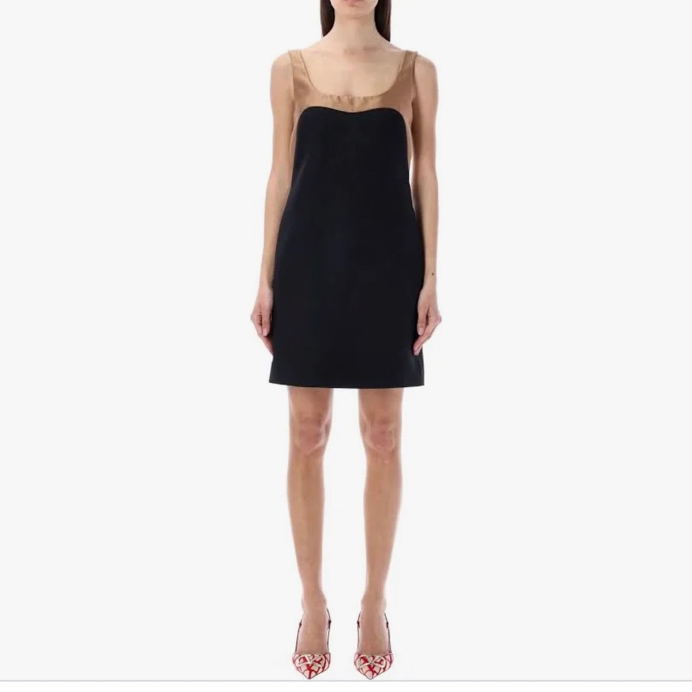 Valentino Women’s black and and gold colorblock minidress Size 8 ( European )